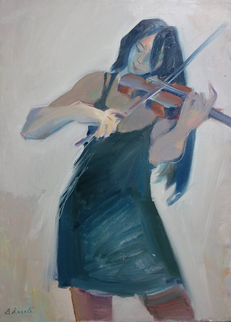 Girl playing the violin Painting by Buron Kaceli | Saatchi Art