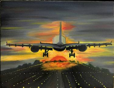 Print of Airplane Paintings by Bodhanapu Vishnu