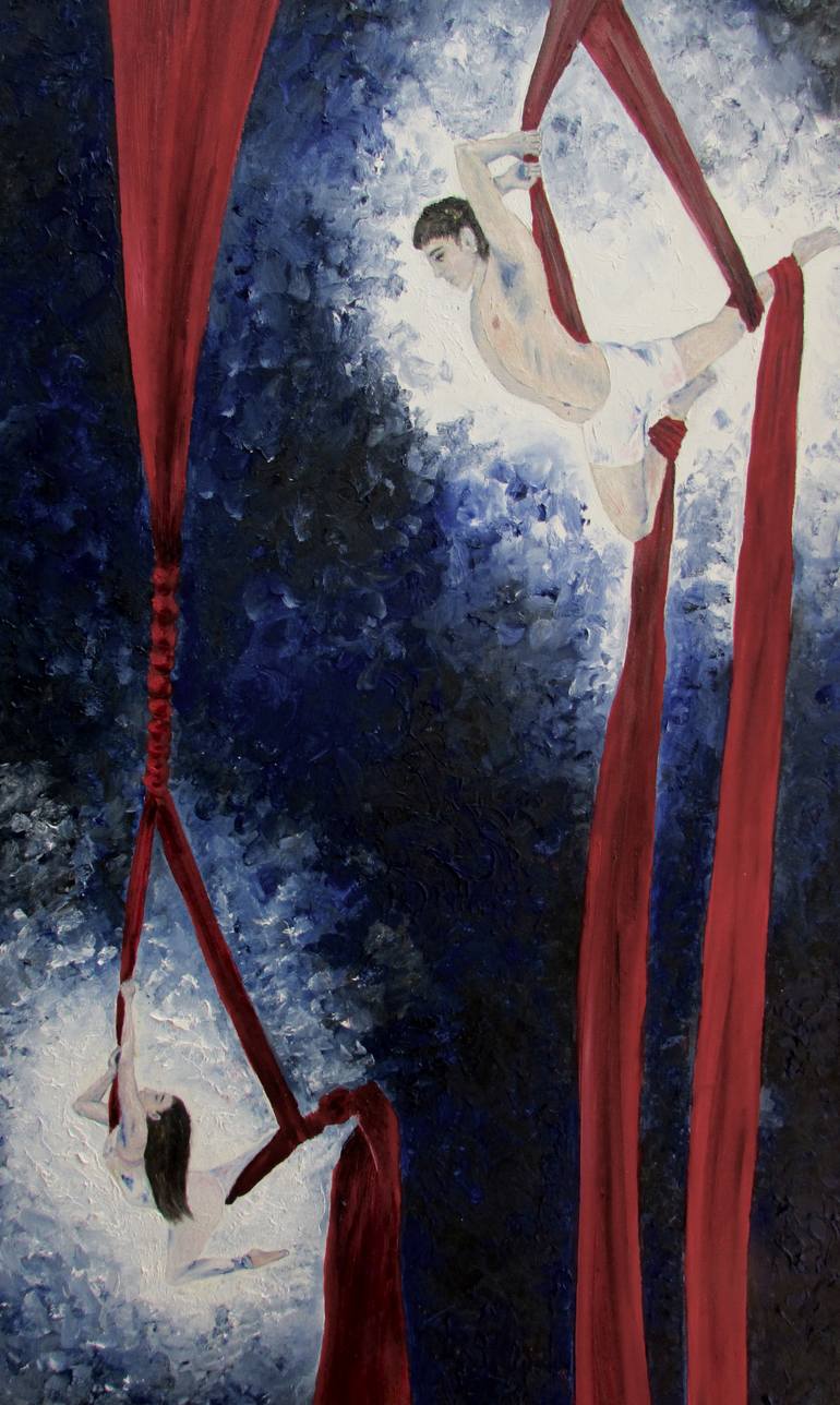 Original Expressionism People Painting by Marie-Jose Ged