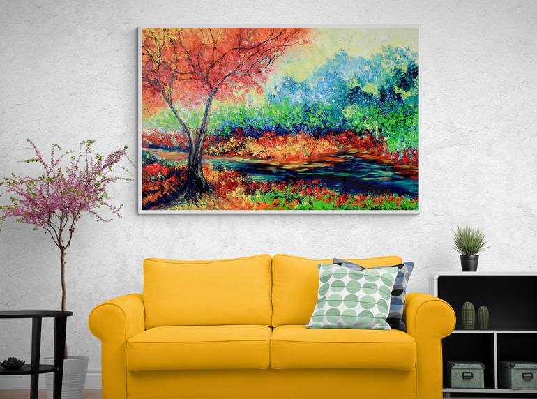 Original Abstract Expressionism Landscape Painting by Olya Shevel