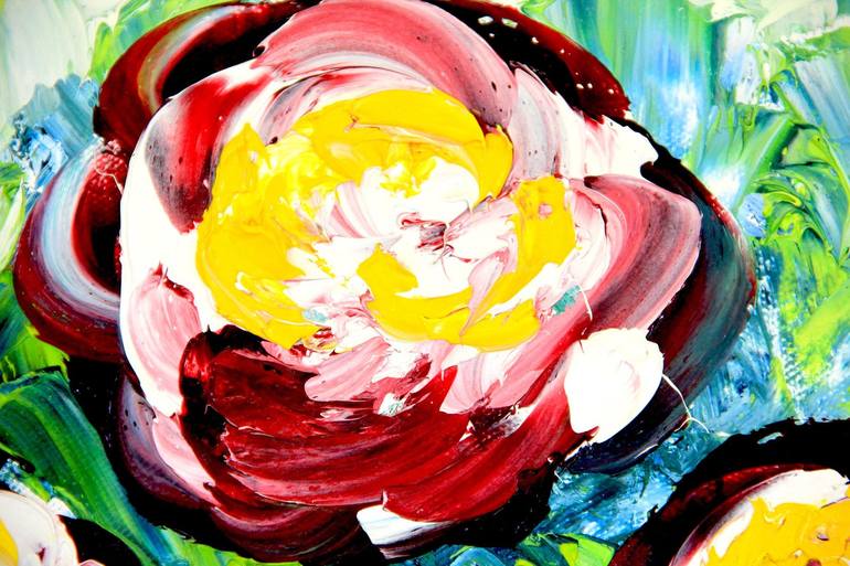 Original Abstract Expressionism Floral Painting by Olya Shevel