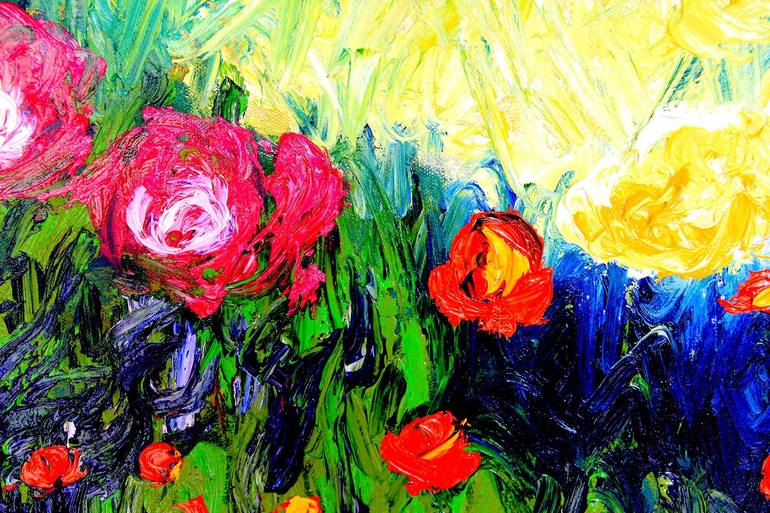 Original Abstract Expressionism Floral Painting by Olya Shevel