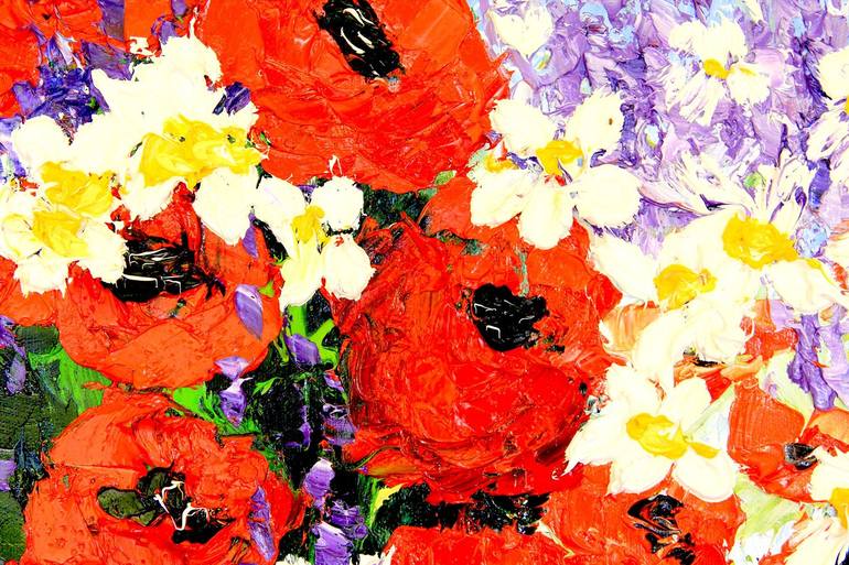 Original Abstract Expressionism Floral Painting by Olya Shevel