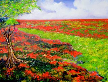 red landscape original oil paintings on canvas 91x121cm thumb