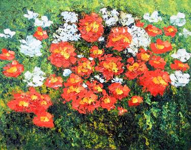 Textured Wildflowers Original Oil Painting on Canvas thumb