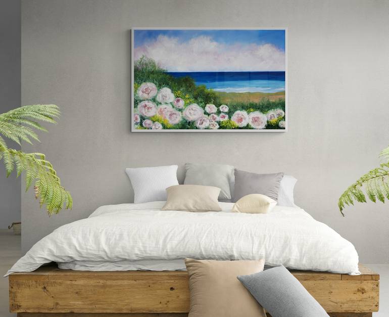 Original Abstract Expressionism Beach Painting by Olya Shevel