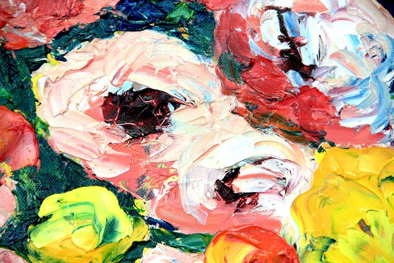 Original Abstract Floral Painting by Olya Shevel
