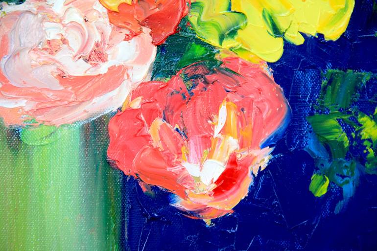 Original Abstract Floral Painting by Olya Shevel