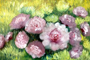 Delicate pink flowers Original Floral Paintings From New Zealand thumb