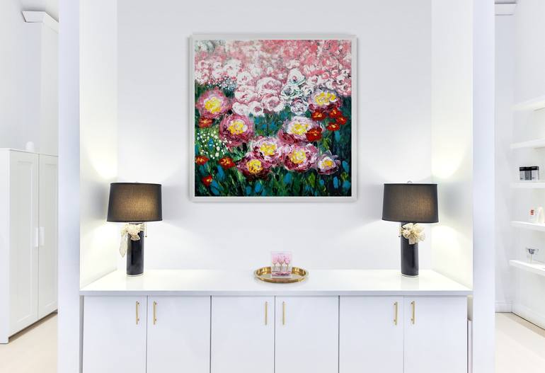 Original Abstract Floral Painting by Olya Shevel