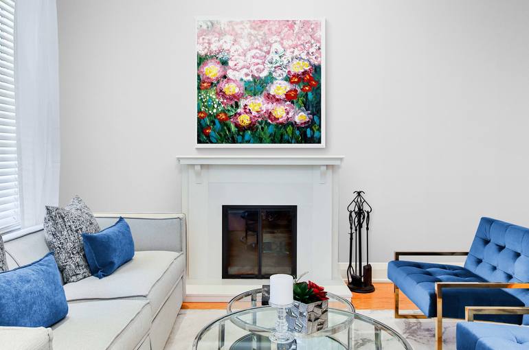 Original Abstract Floral Painting by Olya Shevel