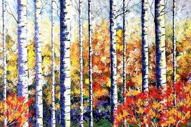 MAGIC AUTUMN  ABSTRACT IMPRESSIONISM PAINTING WITH POEM + BOOK thumb