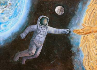 Original Surrealism Outer Space Paintings by Robertas Kasperovicius