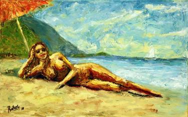 Original Art Deco Beach Paintings by Robertas Kasperovicius