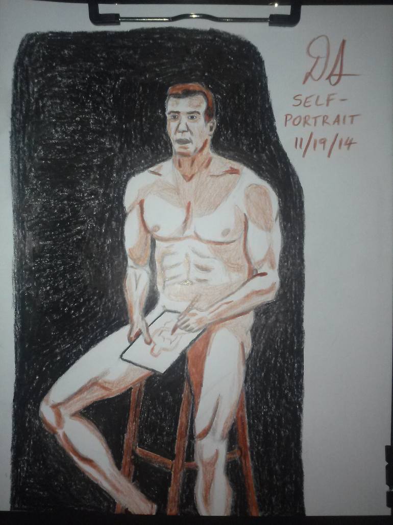 Original Figurative Nude Drawing by D S