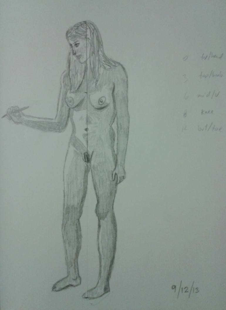 Original Figurative Nude Drawing by D S