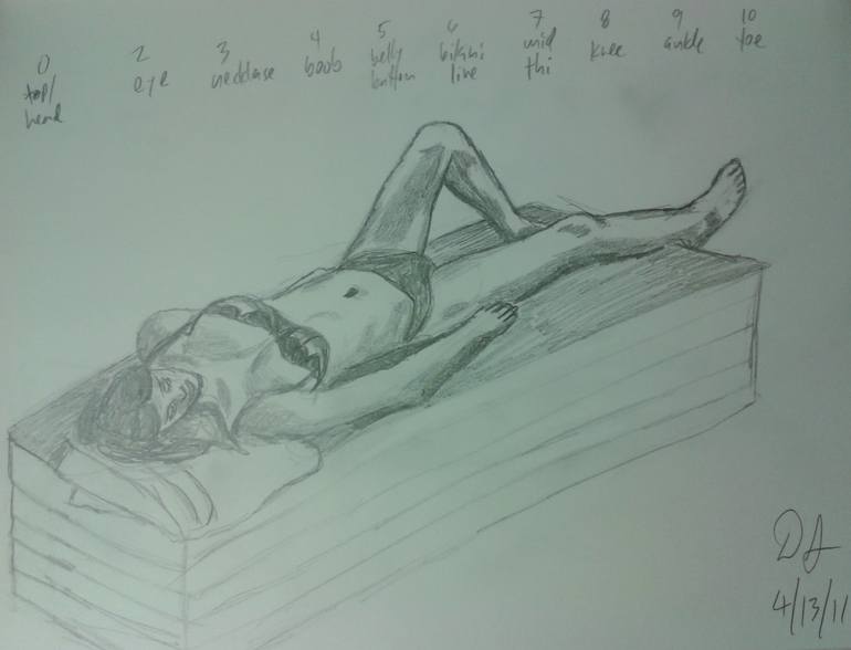 Original Figurative Nude Drawing by D S