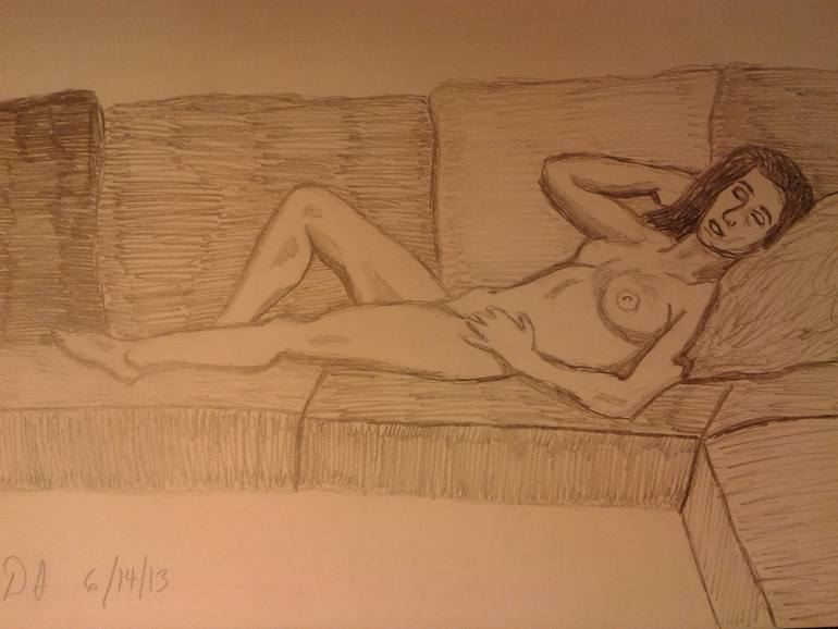 Original Figurative Nude Drawing by D S