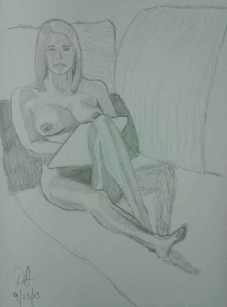 Original Figurative Nude Drawing by D S