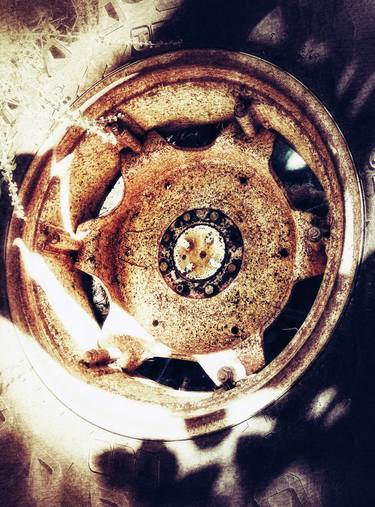 old car wheel with rust and sand - Limited Edition of 5 thumb