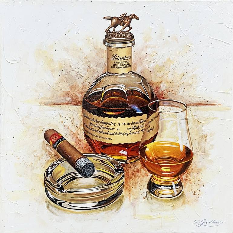 Blanton's with Carrillo Cigar Painting by Ian Greathead