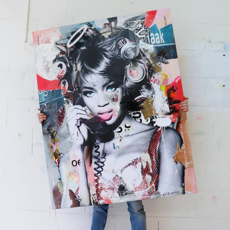 Original Streetart Pop Culture/Celebrity Collage by Michiel Folkers