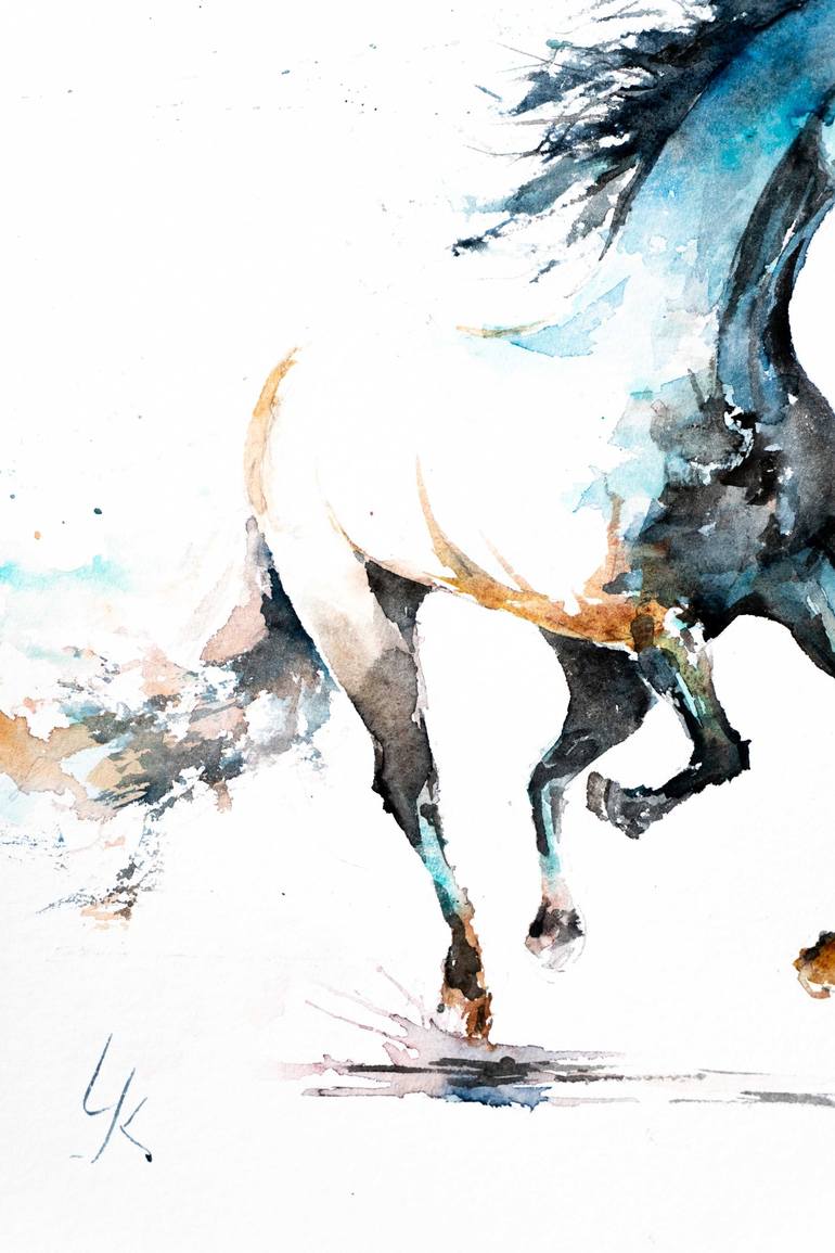 Original Expressionism Horse Painting by Yuriy Kraft