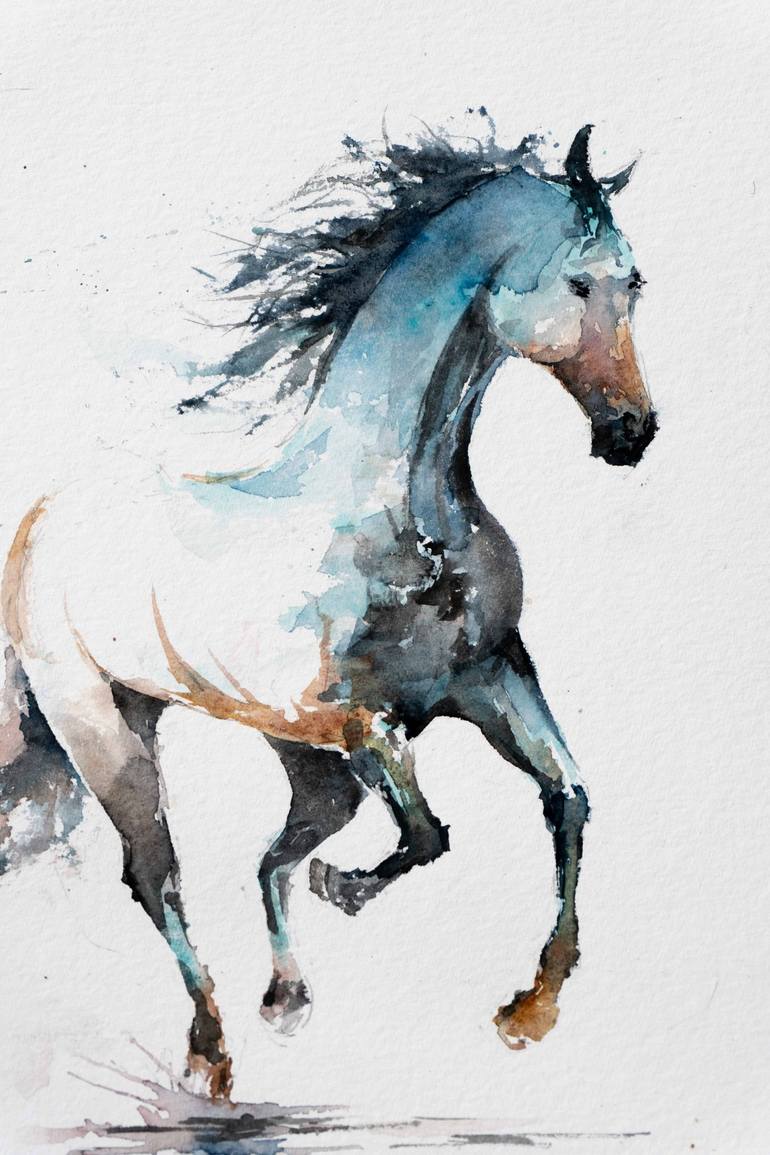 Original Expressionism Horse Painting by Yuriy Kraft