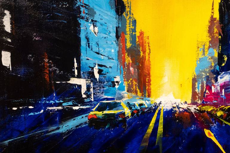 Original Art Deco Cities Painting by Yuriy Kraft