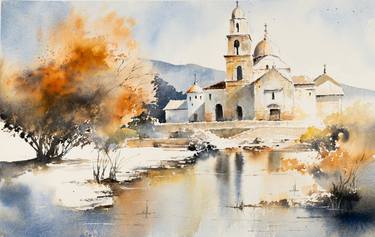 Saatchi Art Artist Yuriy Kraft; Paintings, “"Whispers of Time: A Church's Tale in Watercolor"” #art