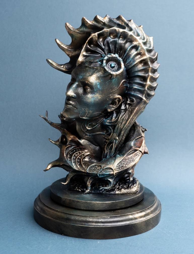 Original Fantasy Sculpture by Yuriy Kraft | Art Deco Art on Resin | "Prince of the Sea"