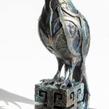 Keeper of the Cube - Biomorphic Surreal Bird Sculpture by Yuriy Kraft