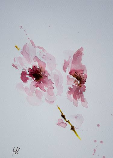 "Cherry blossom", original watercolour painting, 28x38 cm thumb