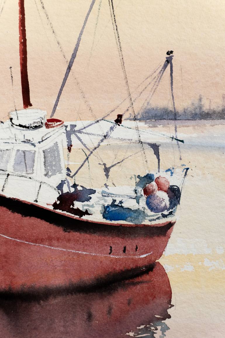 Original Boat Painting by Yuriy Kraft