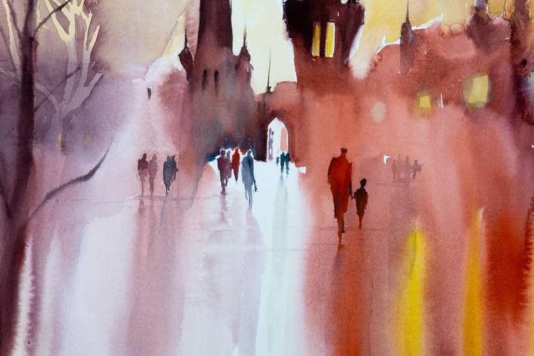 Original Impressionism Cities Painting by Yuriy Kraft