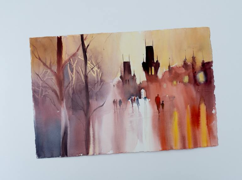 Original Impressionism Cities Painting by Yuriy Kraft