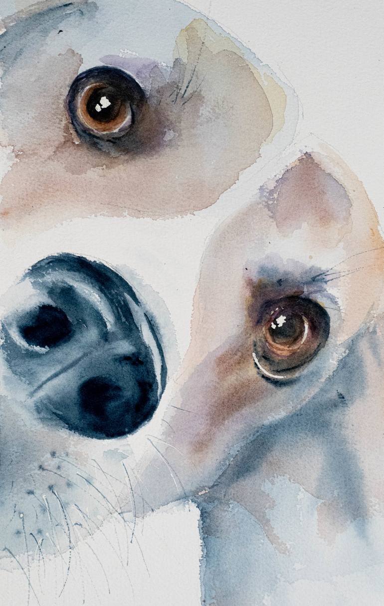 Original Impressionism Dogs Painting by Yuriy Kraft