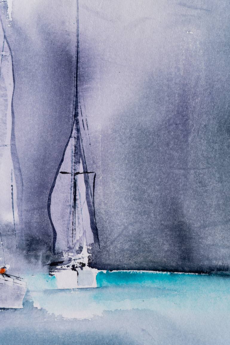 Original Impressionism Boat Painting by Yuriy Kraft