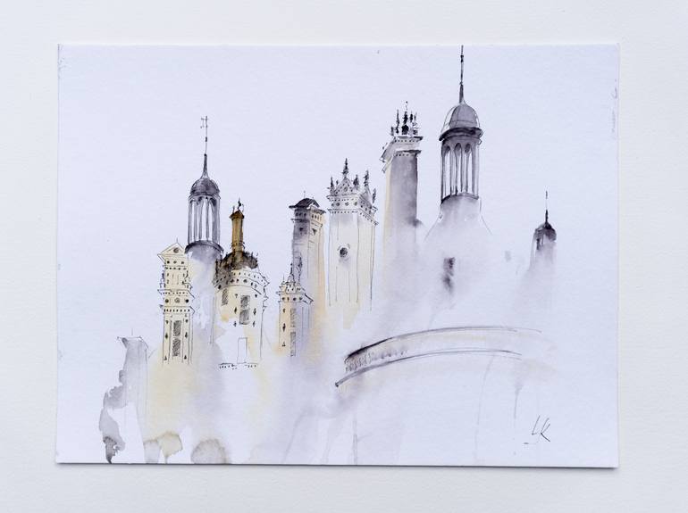 Original Impressionism Architecture Painting by Yuriy Kraft