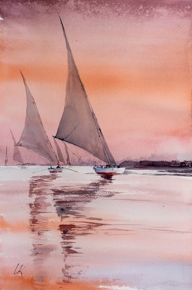 Print of Impressionism Boat Paintings by Yuriy Kraft