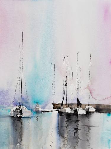 Original Impressionism Sailboat Paintings by Yuriy Kraft