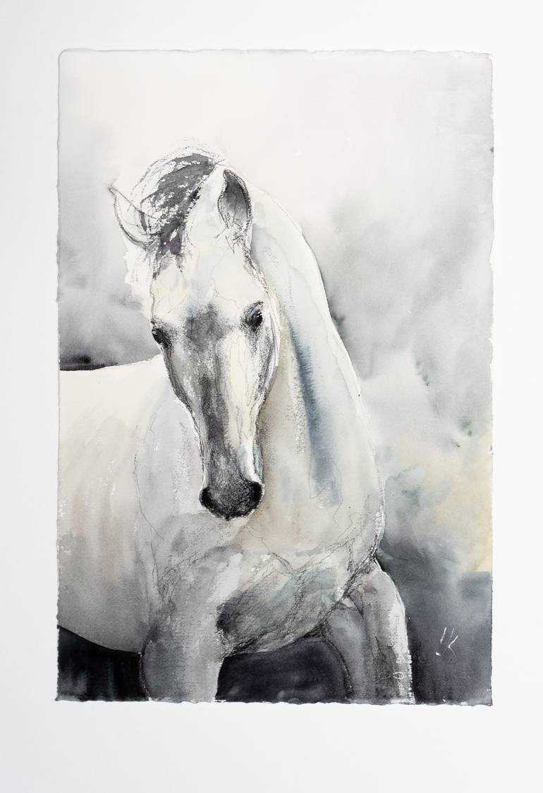 Original Impressionism Horse Painting by Yuriy Kraft