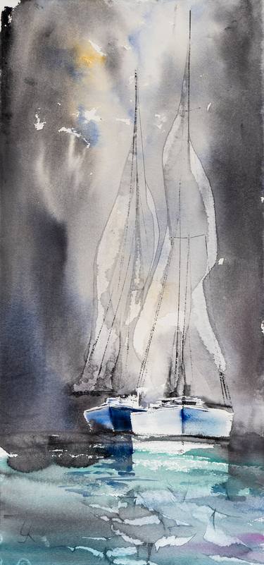 Original Sailboat Paintings by Yuriy Kraft