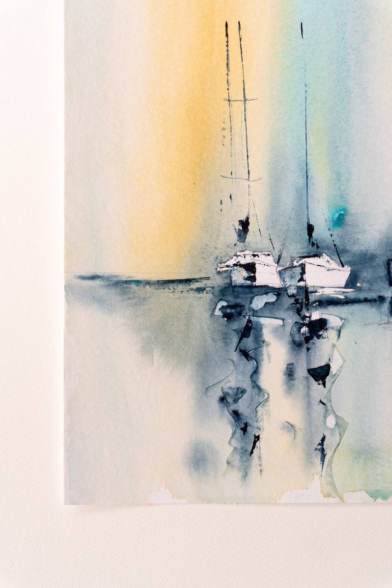 Original Impressionism Boat Painting by Yuriy Kraft