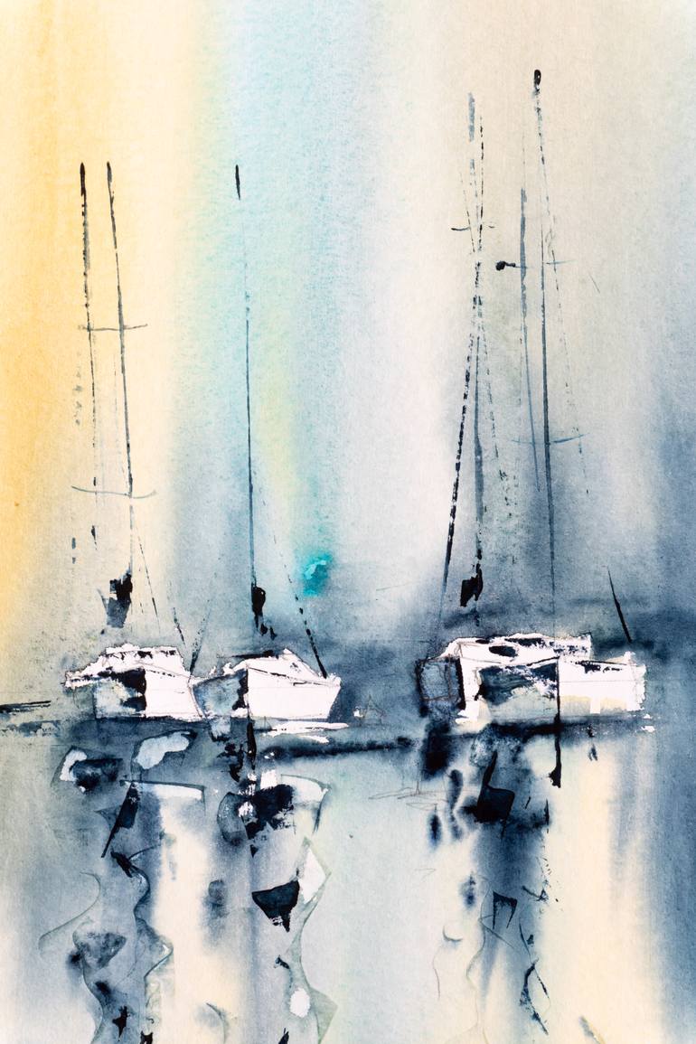 Original Impressionism Boat Painting by Yuriy Kraft