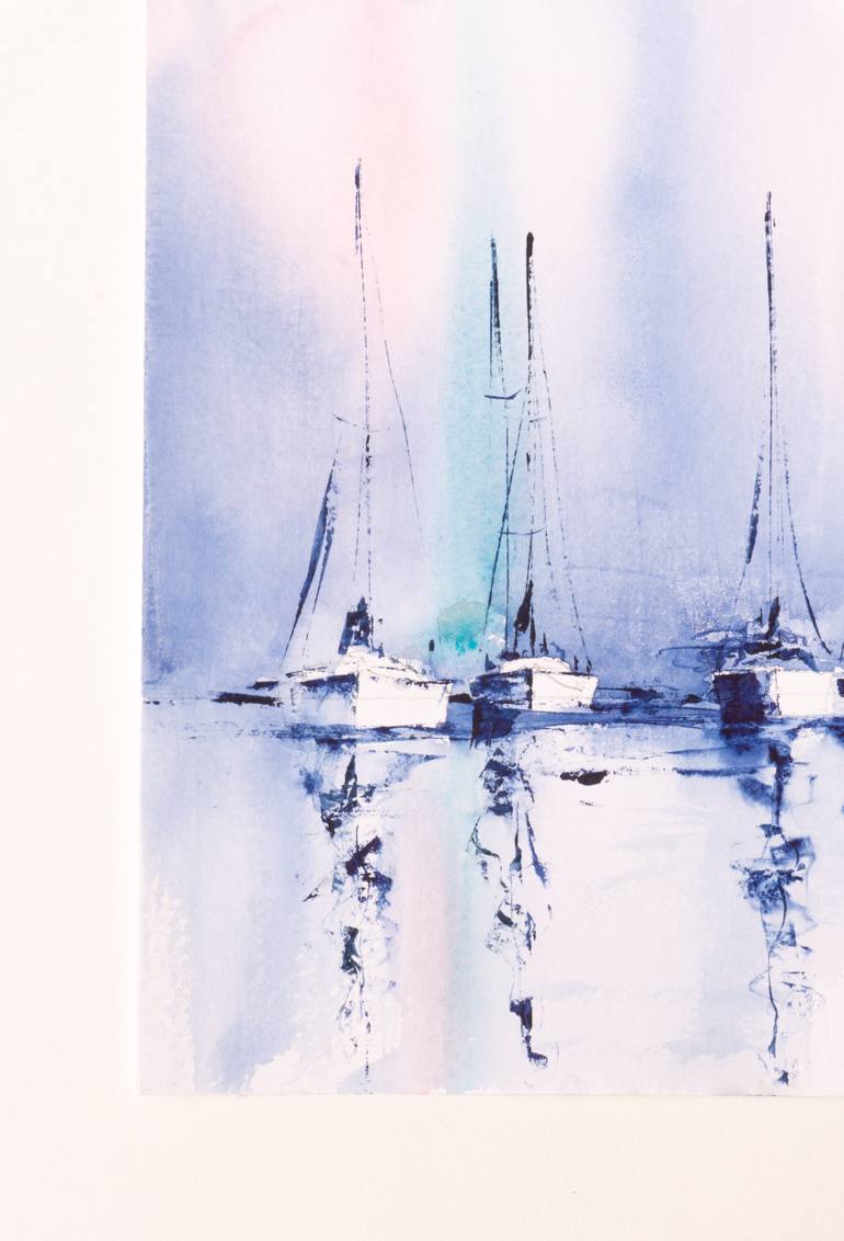 Original Impressionism Boat Painting by Yuriy Kraft
