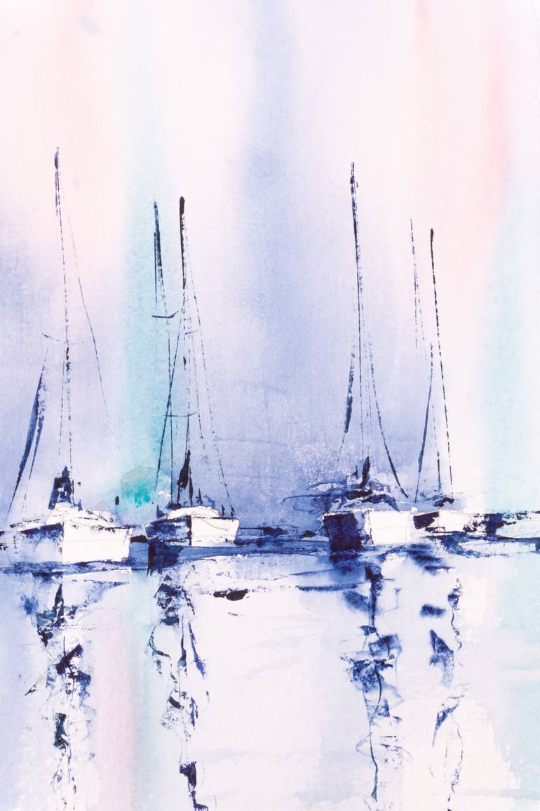 Original Impressionism Boat Painting by Yuriy Kraft