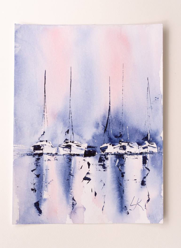 Original Impressionism Sailboat Painting by Yuriy Kraft