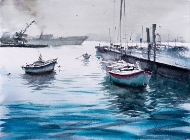 Print of Impressionism Boat Paintings by Yuriy Kraft