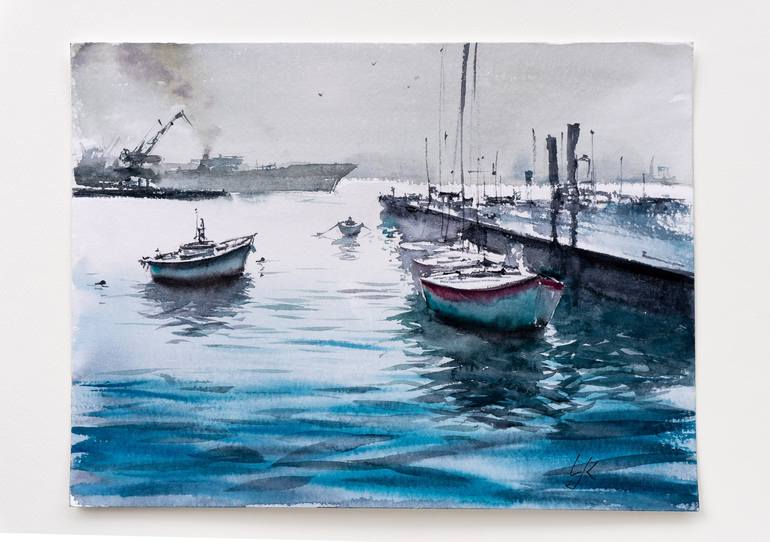 Original Boat Painting by Yuriy Kraft